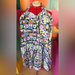 Wild About Mary Blair Colorful Geometric Halter Dress